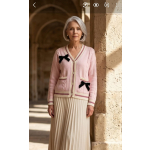 Women’s Kawaii  Button Up Cardigan with Pinned Bowknot (Pink)