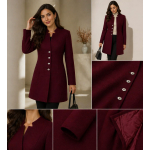 Women's Winter Overcoats Fashion Casual Warm (Maroon)