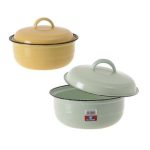 18cm Enamel Food Dish with Plain Lid - 10 Pack