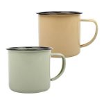 Rustic Enamel Camping Mugs 8cm Cream & Green - Pack of 60