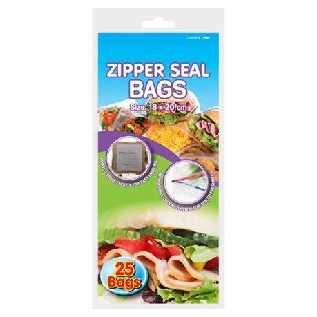 45804600-pdpxl Bulk Pack 5 x Zipper Seal Storage Or Freezer Bags 18x20cm, Pack 25 - Image 1