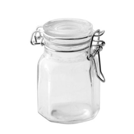 Bulk Pack 5 x Glass Storage Jar With Clip-On Lid 100ml