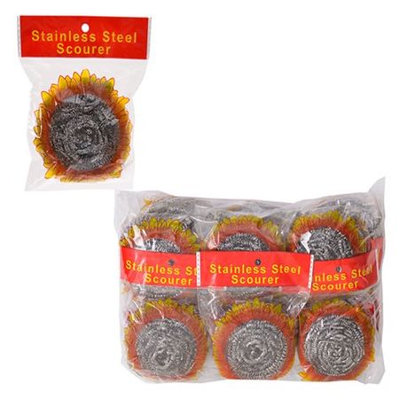 45804980-pdpxl Bulk Pack 12 x Spiral Metal Pot Scourer 25g Spiral-Ball Polybag - Image 1