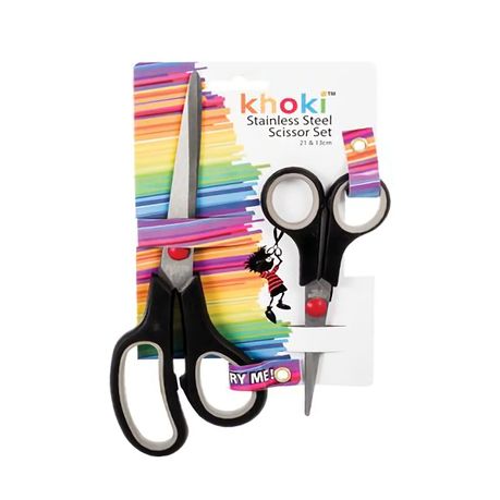 49880580-1a-pdpxl Bulk Pack x5 Stainless Steel Plastic Handle Scissor Set 2 - 21cm & 14cm - Image 1
