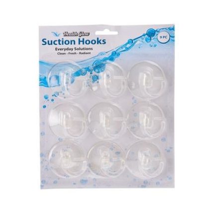Bulk Pack of 8x Plastic Suction Hooks (9 Piece)