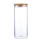 Clear Borosilicate Glass Airtight Jar with Bamboo Lid