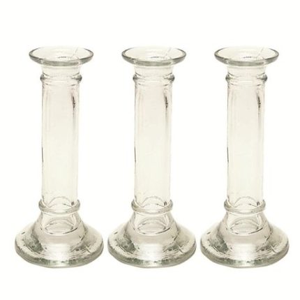 Clear Glass Candle Holder - 18cm (3 Pack)