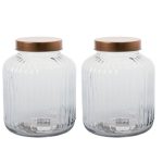 Storage-Jar Glass With Copper-Lid 3.5L - 18 x 21cm (Set of 2)