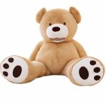 TANOTIB Cuddly Plush Teddy Bear w Footprints Giant -130cm - Light Brown