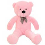 TANOTIB Cuddly Plush Teddy Bear With Bow -Tie - Pink - 80cm