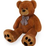 Giant  Teddy Bear With Bow & Big Foot Prints- Dark Brown - 120cm