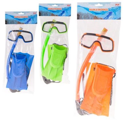Bulk Pack x 3 Kids Swim Set Plastic Snorke, Mask & Fippers