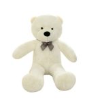 TANOTIB Cuddly Plush Teddy Bear With Bow Tie - Ivory White - 60cm