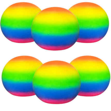 Rainbow Stress Balls for Kids and Adults - 6 Pack
