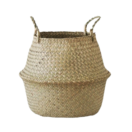 Handmade Rattan Seagrass Tot Belly Basket Planter - S