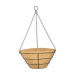 Flat Hanging Basket with Liner Natural Black (300 x 300 x 160 mm)
