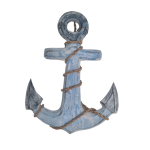 Anchor Wooden With Rope Hanging Decor - Blue Washed - 24cm x 20cm