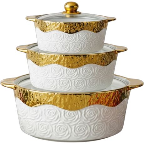 s-pdpxl White European Ceramic Soup Pot (Set of 3) - Image 1