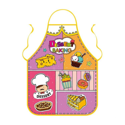 Kids Dessert Baking Design DIY Coloring Drawing Apron With Sketch Pens