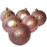 Big Christmas Baubles - Christmas Balls 6 Pack - Rose Gold Tones