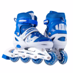 Indoor & Outdoor Adjustable Inline Skates with Illuminating Wheels - Blue - S