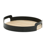 Metal and Wood Serving Tray - 30Cm