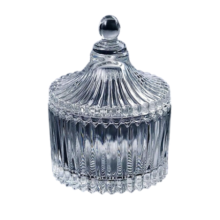 Crystal Ribbed Glass Sugar Bowls - Set of 4
