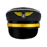 Black Captain Pilot Party Hat for Men and Women