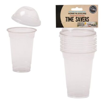 Bulk Pack x 6 Disposable Plastic Dome Shaped Cups - 300ml 10 Pieces Per Pack