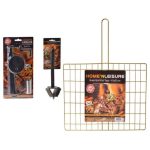 BBQ Grill Cleaner 37cm 3 In 1 + Metal Braai Flat With Handle 41x31cm - Non Folding + BBQ Fan