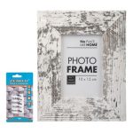 Set of 4 Picture Frame White Stressed 10x15cm - Hanging Hooks Included