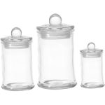 Cylinder Jar With Lid Storage Containers - 3Piece