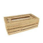 Rattan Rectangular Tissue Box Cover Open (Blond)
