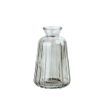 Mini Decorative Ribbed Glass Bottle Vase - Set of 2 - Grey