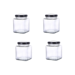 Square Preserving Jars with Screw Lid Black - Set Of 4 - 550 L
