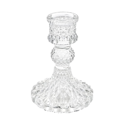 Diamond Clear Glass Candle Holders - 4 Pack