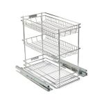 Base Mounted Pull Out, 3 Tier, Chrome Plated, 150 Unit