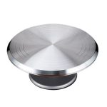 35cm Non-Slip Rotating Cake Decorating Turntable Display Stand - Silver