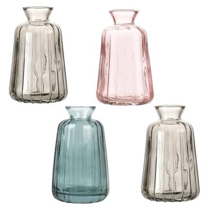 Home Garden Decor Multi Use Coloured Nordic Glass Vases Set of 4 (11cm)