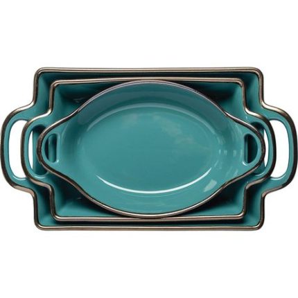 Opulent 3 Piece Fluted Bakeware Set - Blue