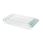 Diamond Transparent Rectangular Glass Casserole Dish Set 3 Piece