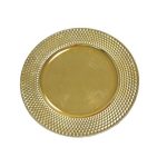 33cm Plastic Underplate with Embossed Dot Design - Set of 6 - Silver