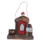 Welcome Hanging Door Sign - 20cm - Red Door A Fairy lives here