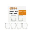 4 x 250ml Exquisite Double Walled Borosilicate Glass Cup-Durable,Stylish