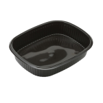 Microwaveable Meal Container Black Oval 1 Compartment with Leads - 250 Pack