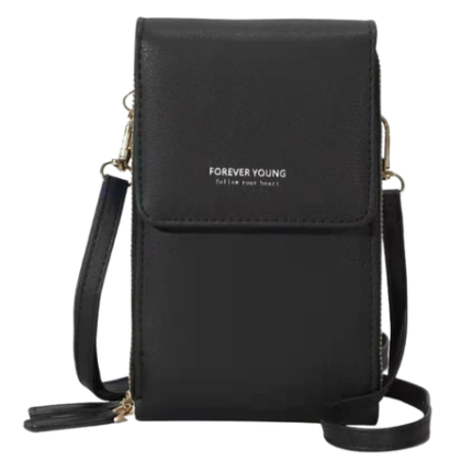 Crossbody Sling bag 11.5 x 18.5 x 6.5cm Cellphone Pouch - Black