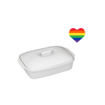 White Ceramic Rectangular Casserole Dish With Heart Sticker - 31 cm - 1 Pack