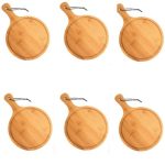 6 x Home Mart Organic Bamboo Round Pizza Serving Board Pizza Platter - Medium: 24 x 38cm