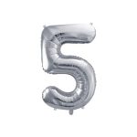 Foil Balloon Number "5", 86cm, silver
