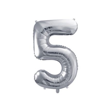 Foil Balloon Number "5", 86cm, silver